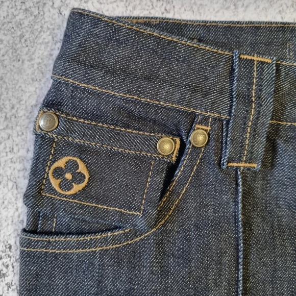 Louis Vuitton Blue Denim Jeans with Gold Button
